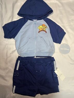 Vintage Disney Winnie The Pooh Tigger Baby Outfit 2pc 6/9M NWT Hooded Sports Set
